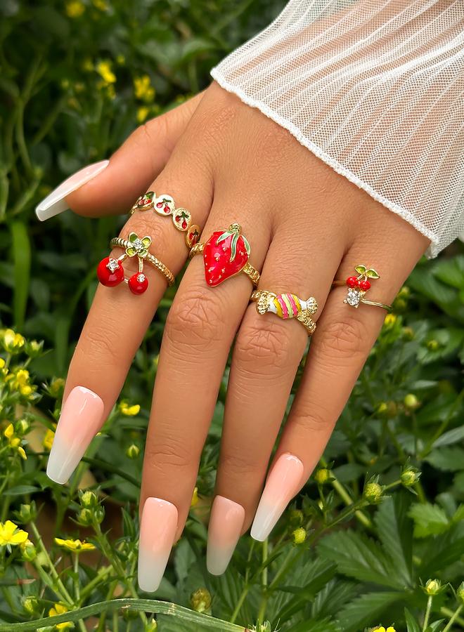 Take Two Set of 5 - Fruit Decor Rings - Image 3