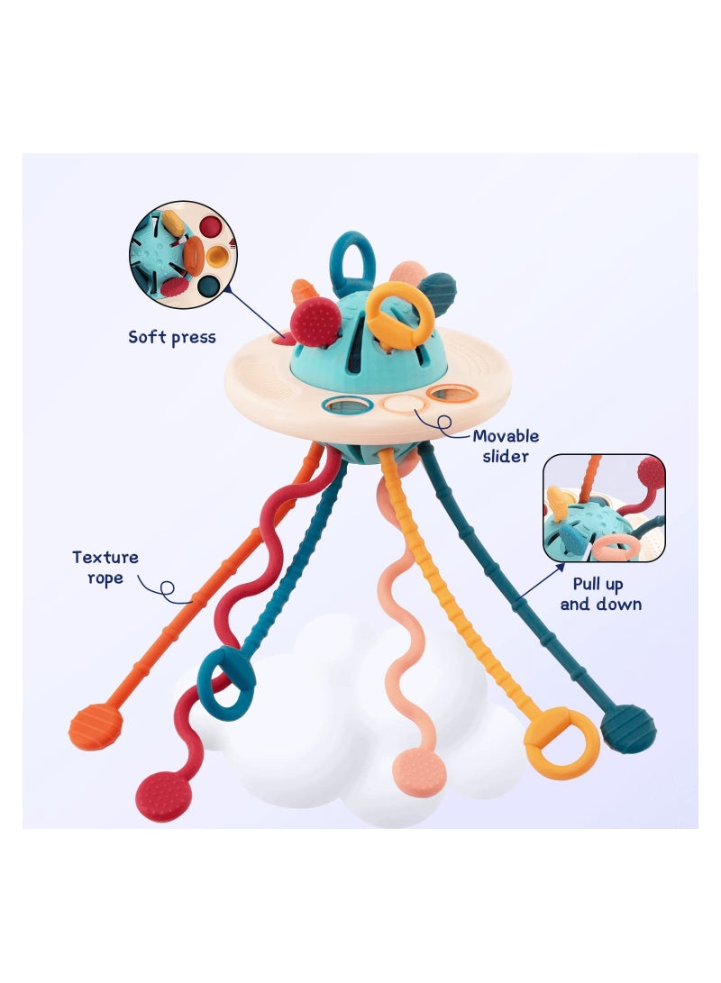 SYOSI Pull String Activity Toy, SYOSI Montessori Toys, UFO Food Grade Silicone Sensory Toys for Babies, Baby Toys Fine Motor Skills Gift, Silicone Toy Exercise Hand Fine Movements, for 1-3 Years Old - Image 5