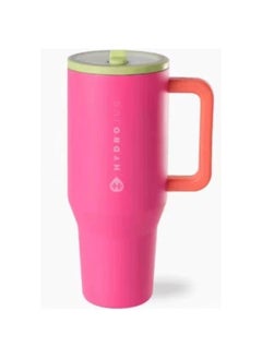 HydroJug Traveler - 40 oz Water Bottle with Handle u0026 Flip Straw - Fits in Cup Holder, Leak Resistant Tumbler-Reusable Insulated Stainless Steel u0026 Rubber Base - Gifts for Women u0026 Men 