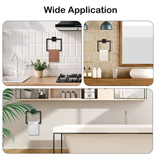 Kiakuoow Matte Black Towel RingSquare Hand Towel HolderTowel Hanger Bathroom Hardware AccessoriesStainless Steel WallMounted Towel Hoder - Image 3