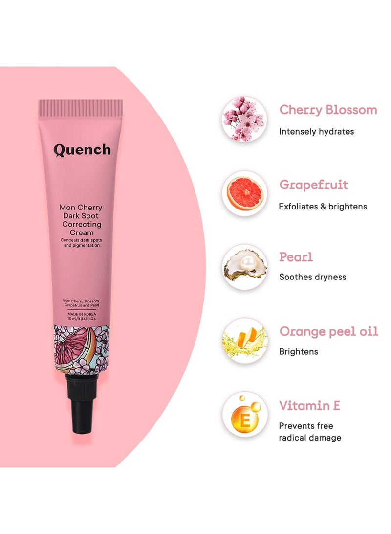Quench Under Eye Correcting Buildable Coverage Cream (Peach)|Korean Face Colour Corrector For Dark Circles With Cherry Blossom Radiance | Conceals Pigmentation|Made In Korea (10Ml), All Skin - Image 2