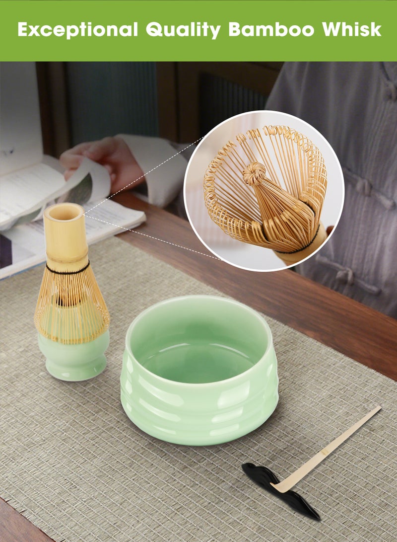 Xkimos 9 Piece Matcha Whisk Set Bamboo Matcha Tools, Including Matcha Bowl, Bamboo Mixing Spoon, Mixing Stand, Stainless Steel Sieve and Complete Tea Brewing kit, Perfect for Traditional Matcha (Green) - Image 4