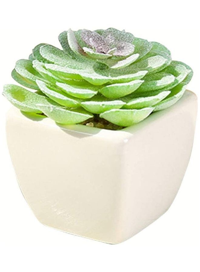 NIBEMINENT Artificial Plant With Pot Green/White/Purple - Image 1