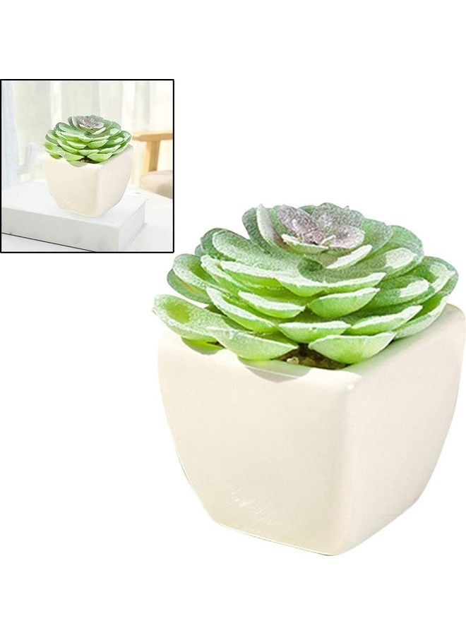 NIBEMINENT Artificial Plant With Pot Green/White/Purple - Image 3