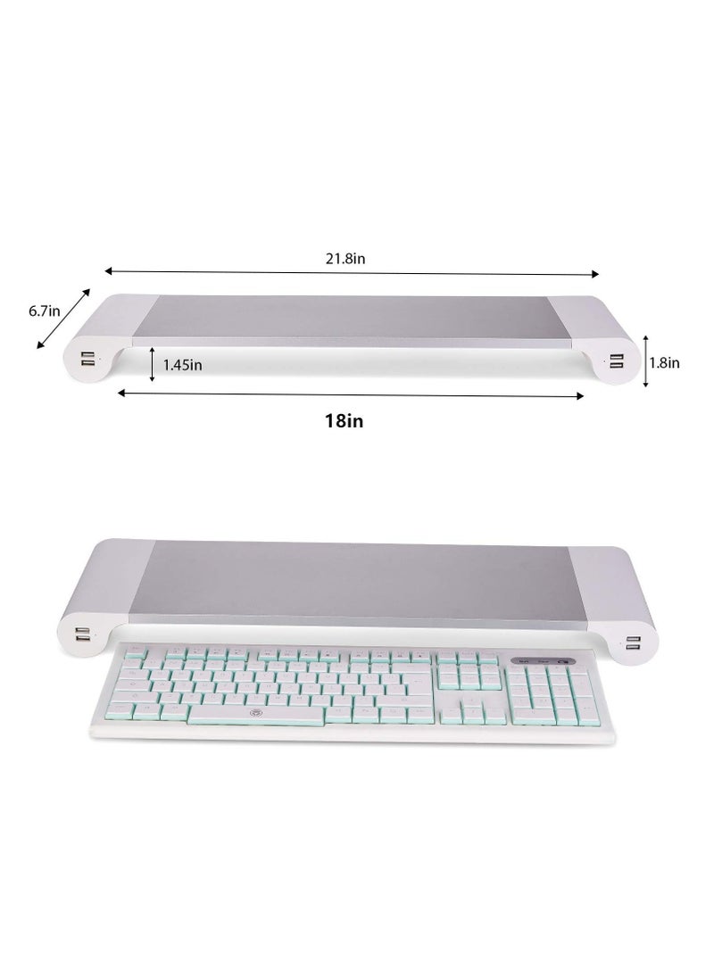 FlashHawk - Monitor Stand Riser,Aluminum Computer Stand with 4 USB Port Charging and Keyboard Storage for Laptop/TV Printer/Fax Machine/Computer/iMac/MacBook - Image 1