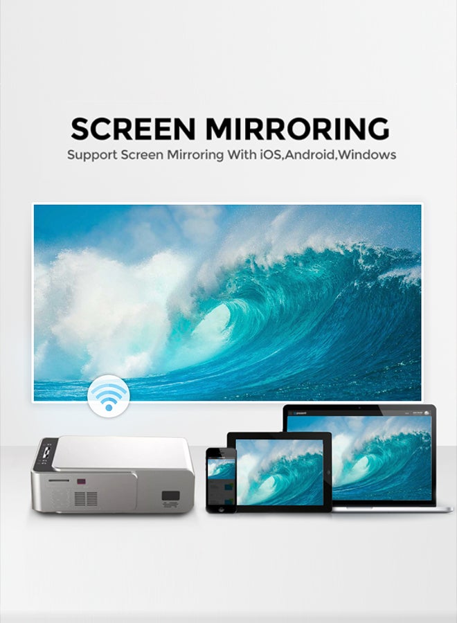 Wownect Android 3500 Lumens/Screen Size Upto 150 Inch For Small/Big Room Native Res 720P Download Apps Bluetooth Wifi Home Theater Portable With 100 Inch Projector PROJ-WO-32-AN_SCR-03 Silver - Image 2