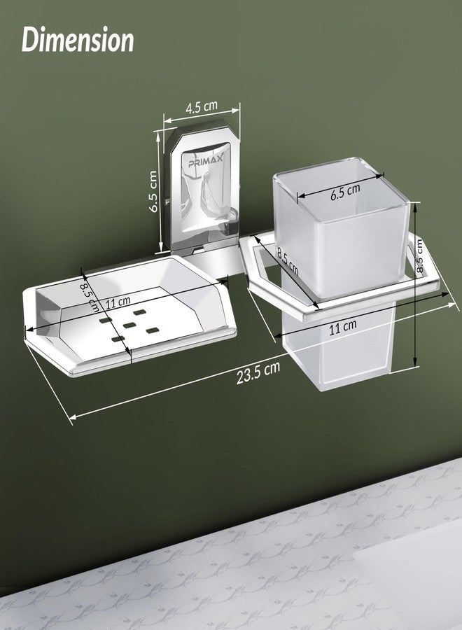 Plantex (Primax) Platinum Stainless Steel 304 Grade Cute 2 in1 Soap Holder and Toothbrush Holder/Soap Stand/Tumbler Holder/Bathroom Accessories (Chrome) - Image 2