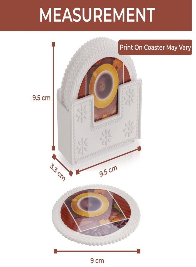 aaKaR - Tea Style Coaster - Round Multi Coloured Printed Coaster with Stand - Set of 6 - Image 2