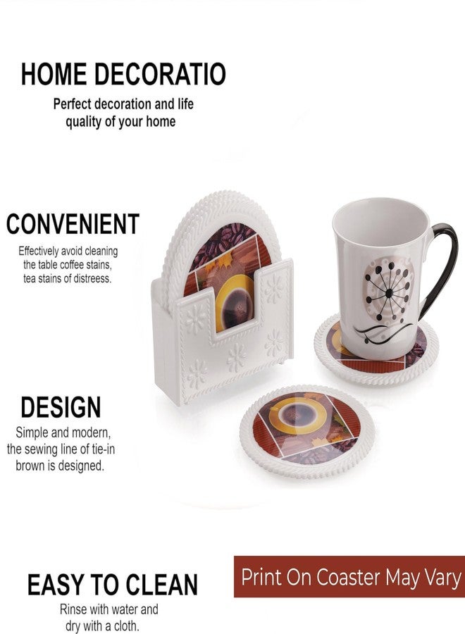 aaKaR - Tea Style Coaster - Round Multi Coloured Printed Coaster with Stand - Set of 6 - Image 4