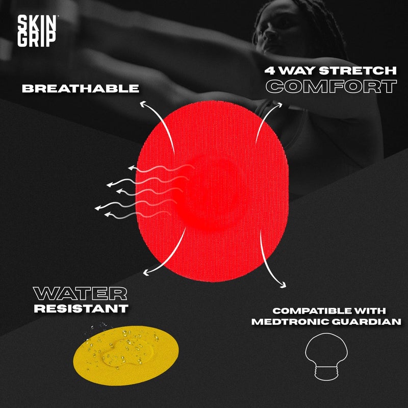 Skin Grip CGM Sensor Patches Compatible with Medtronic Guardian (20-Pack), Waterproof & Sweatproof for 10-14 Days, Pre-Cut Adhesive Tape, Continuous Glucose Monitor Patch, Rainbow Pack - Image 2