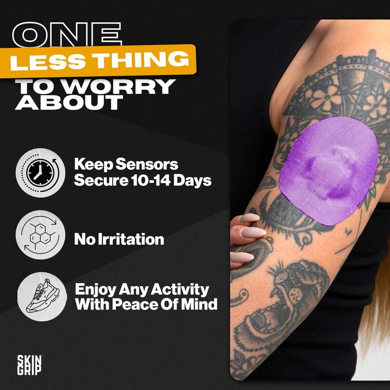 Skin Grip CGM Sensor Patches Compatible with Medtronic Guardian (20-Pack), Waterproof & Sweatproof for 10-14 Days, Pre-Cut Adhesive Tape, Continuous Glucose Monitor Patch, Rainbow Pack - Image 4