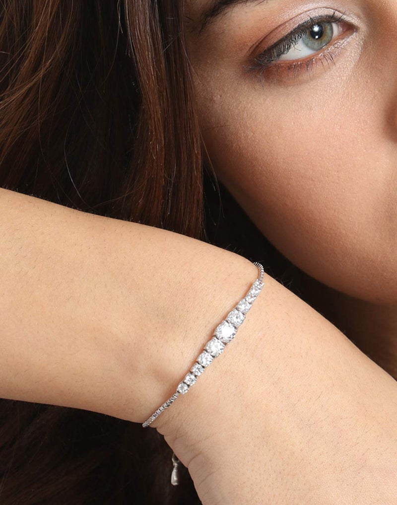 Clara Made with Swiss Zirconia 925 Sterling Silver Sandra Solitaire Bracelet, Gift for Women and Girls - Image 4