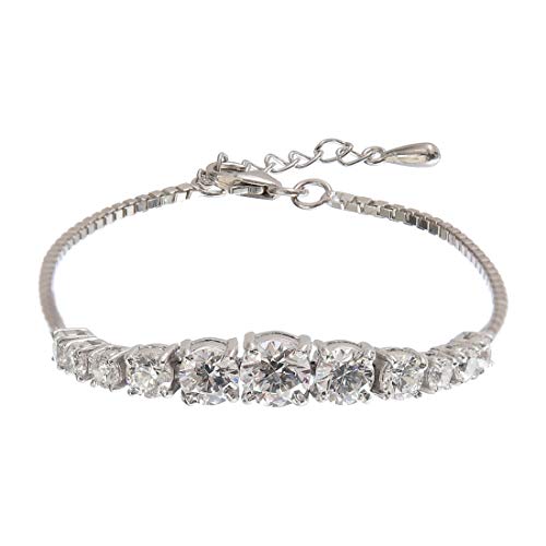 Clara Made with Swiss Zirconia 925 Sterling Silver Sandra Solitaire Bracelet, Gift for Women and Girls - Image 1