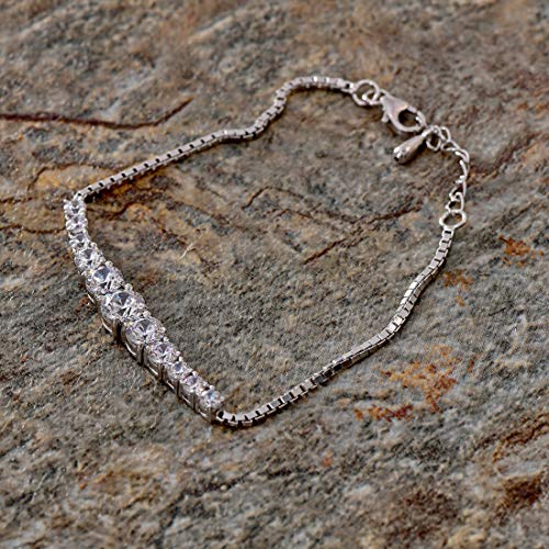 Clara Made with Swiss Zirconia 925 Sterling Silver Sandra Solitaire Bracelet, Gift for Women and Girls - Image 2