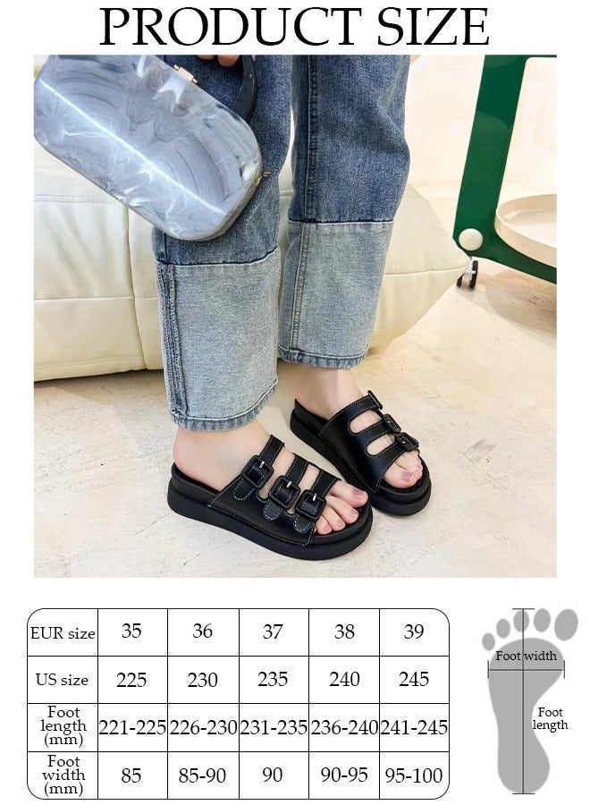 DUNISO Women's Summer Walking Sandals Air Cushion Support Platform Open Tole Slippers Comfortable Casual Wedge Sandals Beach Slippers Indoor and Out Door - Image 2