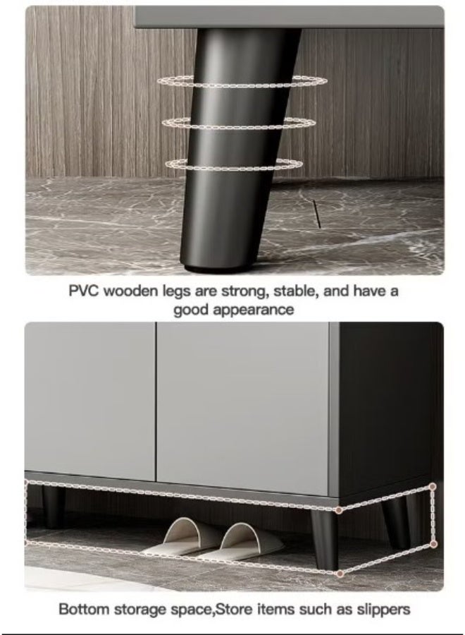 Modern Versatile Wooden Storage Cabinet, with Drawer and Closed Storage Shelves, 47×12×33 inches / gray - Image 3