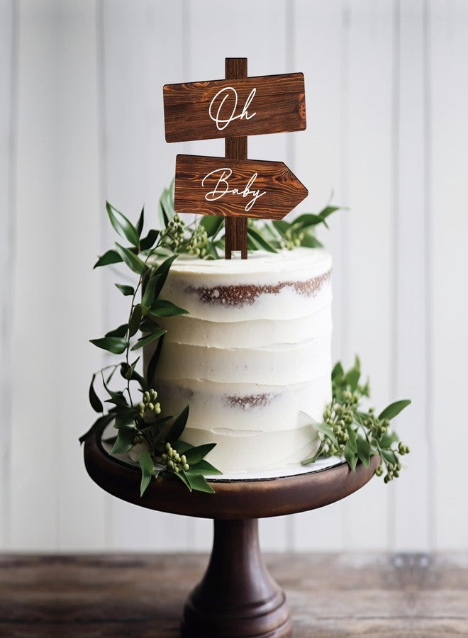 Party to Be Rustic Oh Baby Cake Topper in Wood Baby Shower Party Cake Decoration for Baby Boy Baby Girl - Image 1