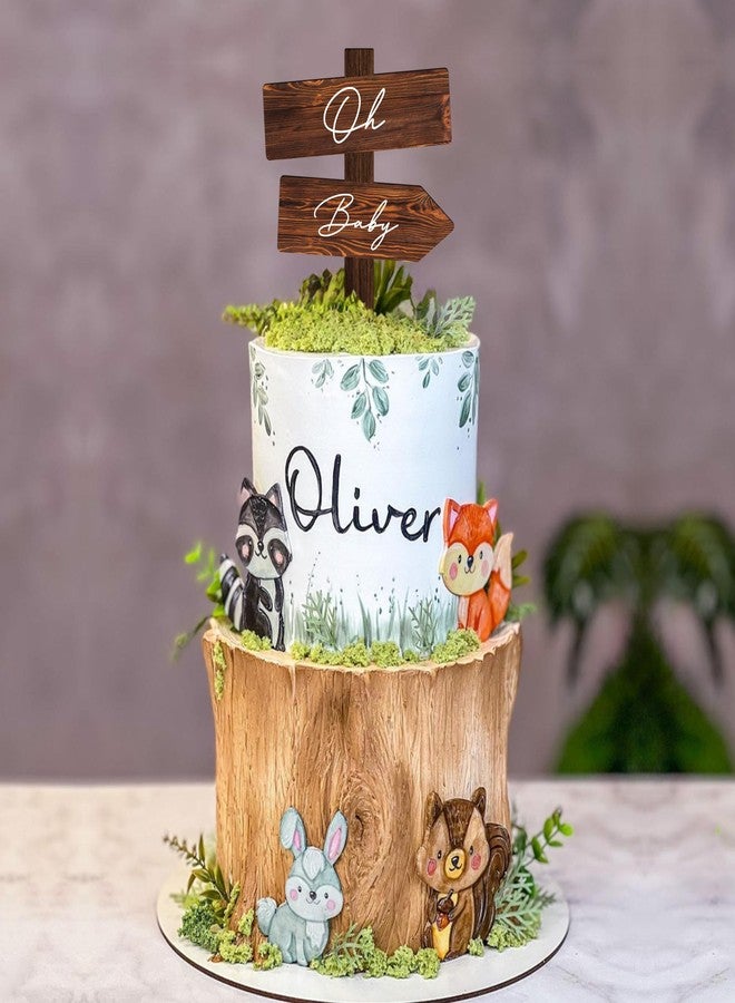 Party to Be Rustic Oh Baby Cake Topper in Wood Baby Shower Party Cake Decoration for Baby Boy Baby Girl - Image 2