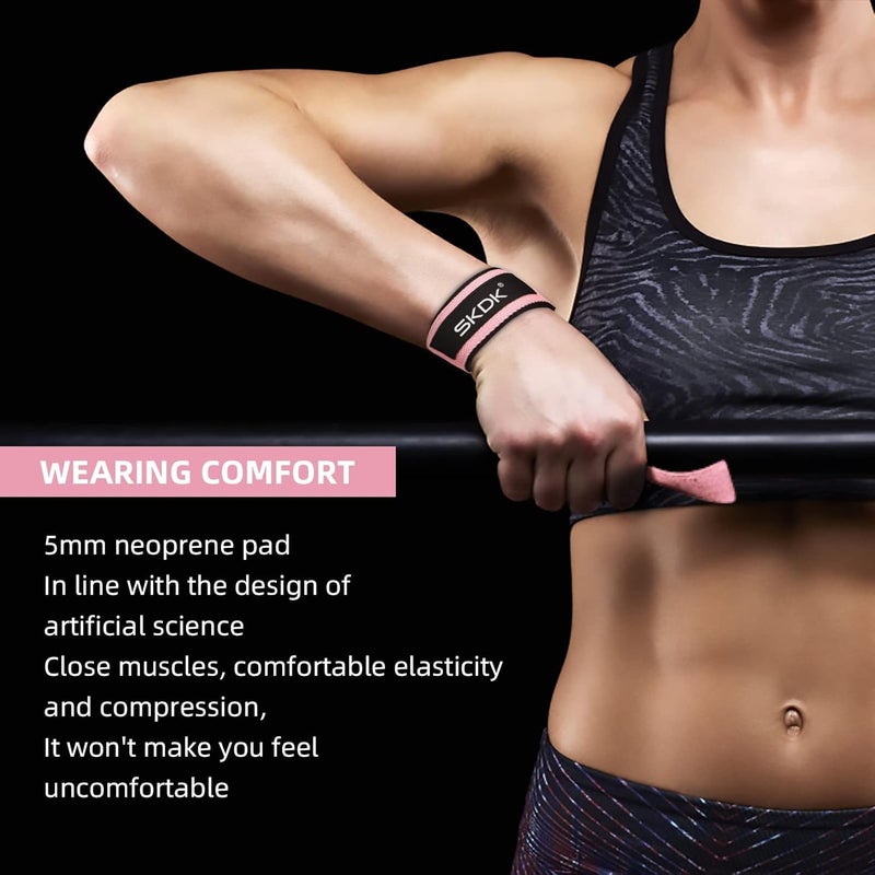 Cyber Lifting Straps Deadlift Gym Wrist Straps Weightlifting with Neoprene Cushioned Wrist Padded and Anti-Skid Silicone - for Weightlifting, Bodybuilding - Pink - Image 5