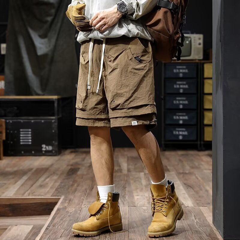 Outdoor Functional Waterproof Quick-Drying Work Shorts Men'S Summer Cool Trendy Fake Two-Piece Mountain Casual Pants - Image 1