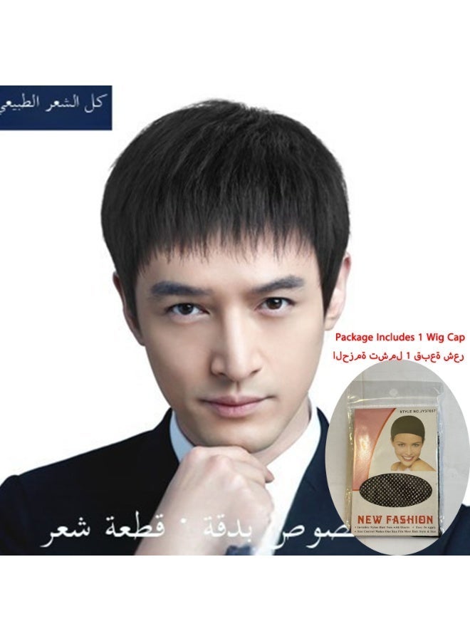 100% شعر بشري حقيقي للرجال قصير، غطاء رأس كامل عصري أنيق وطبيعي ورائع - Image 2