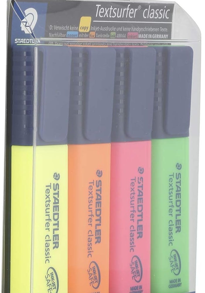 ستدلر أقلام تمييز ستيدلر تيكست سيرفر الكلاسيكية - عبوة من 4 قطع - Image 1