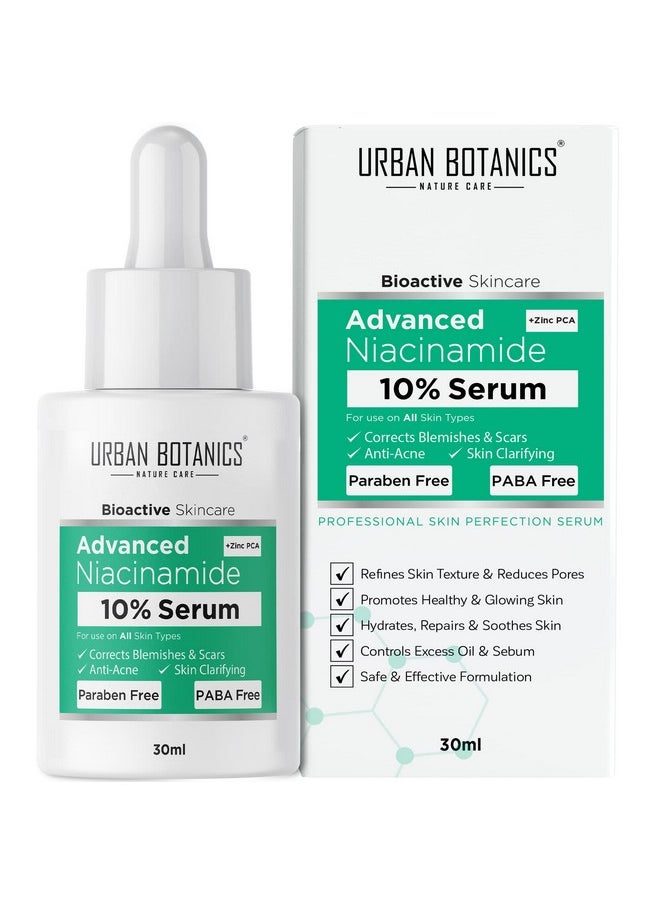 UrbanBotanics ® 10% Niacinamide Face Serum For Acne, Acne Scars/Marks, Blemishes, Pigmentation & Oil Balancing With Zinc | Skin Clarifying Anti Acne Serum For Oily & Acne Prone Skin | 30Ml  - Image 1
