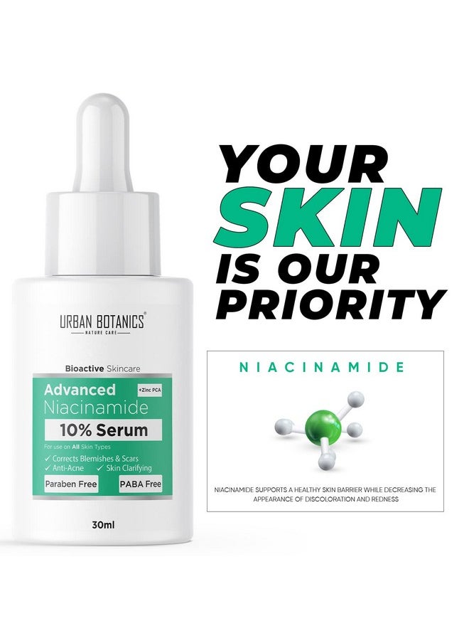 UrbanBotanics ® 10% Niacinamide Face Serum For Acne, Acne Scars/Marks, Blemishes, Pigmentation & Oil Balancing With Zinc | Skin Clarifying Anti Acne Serum For Oily & Acne Prone Skin | 30Ml  - Image 3