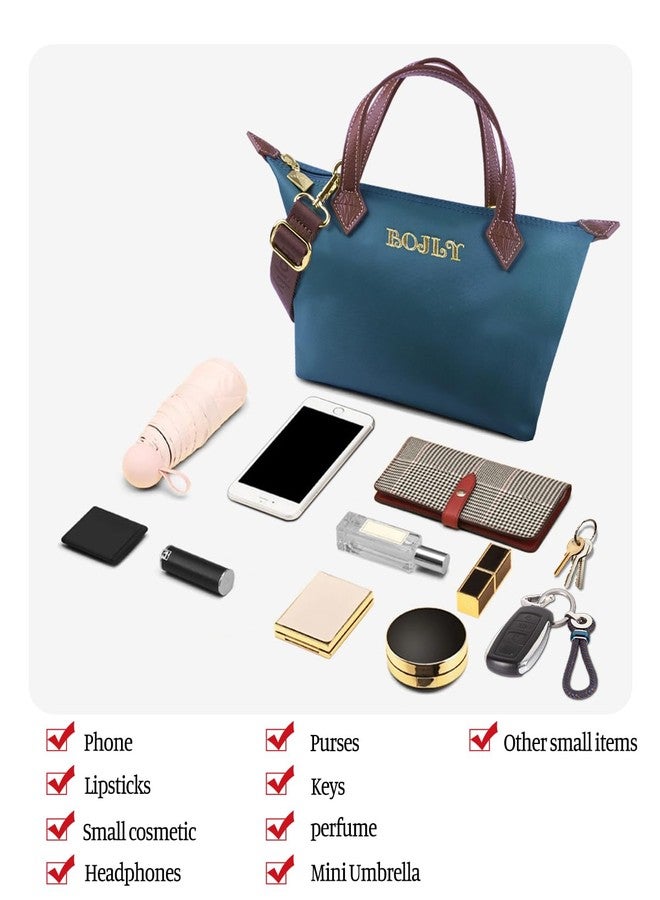 BOJLY Tote Bag for Women, Waterproof Multifunctional Mini Handbag, Lightweight Simple Crossbody Bag Shoulder Bag Small Purse Peacock Blue - Image 4