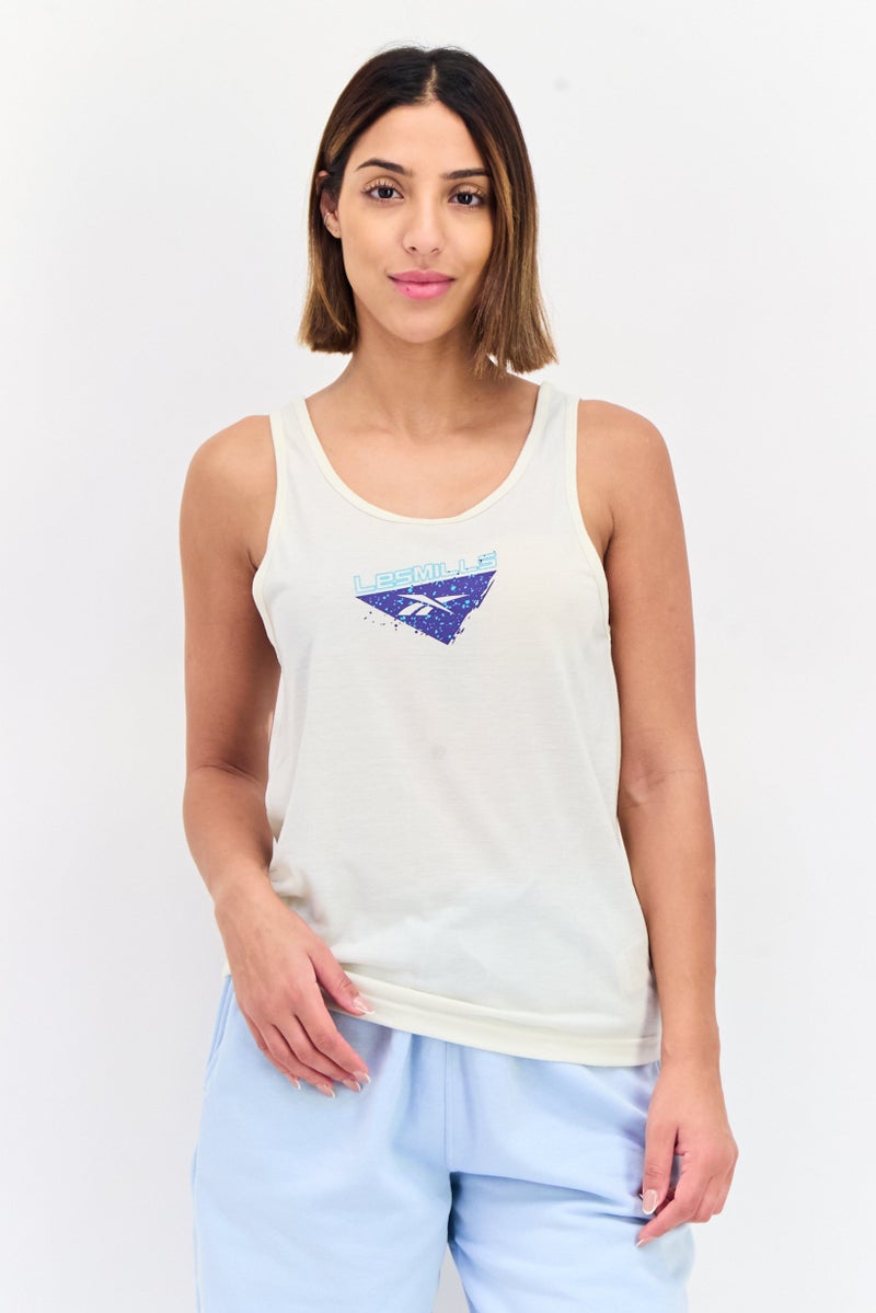 Reebok Women Sportswear Fit Sleeveless Running Tank Top, Beige - Image 1