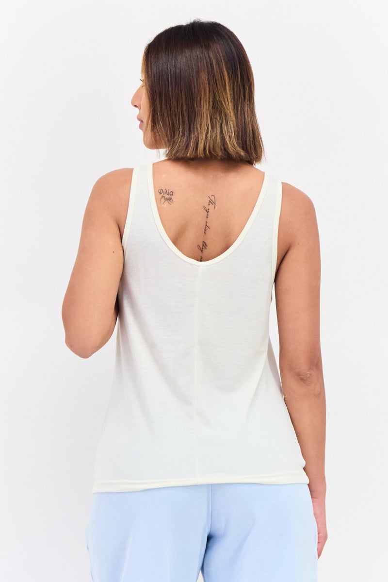 Reebok Women Sportswear Fit Sleeveless Running Tank Top, Beige - Image 2