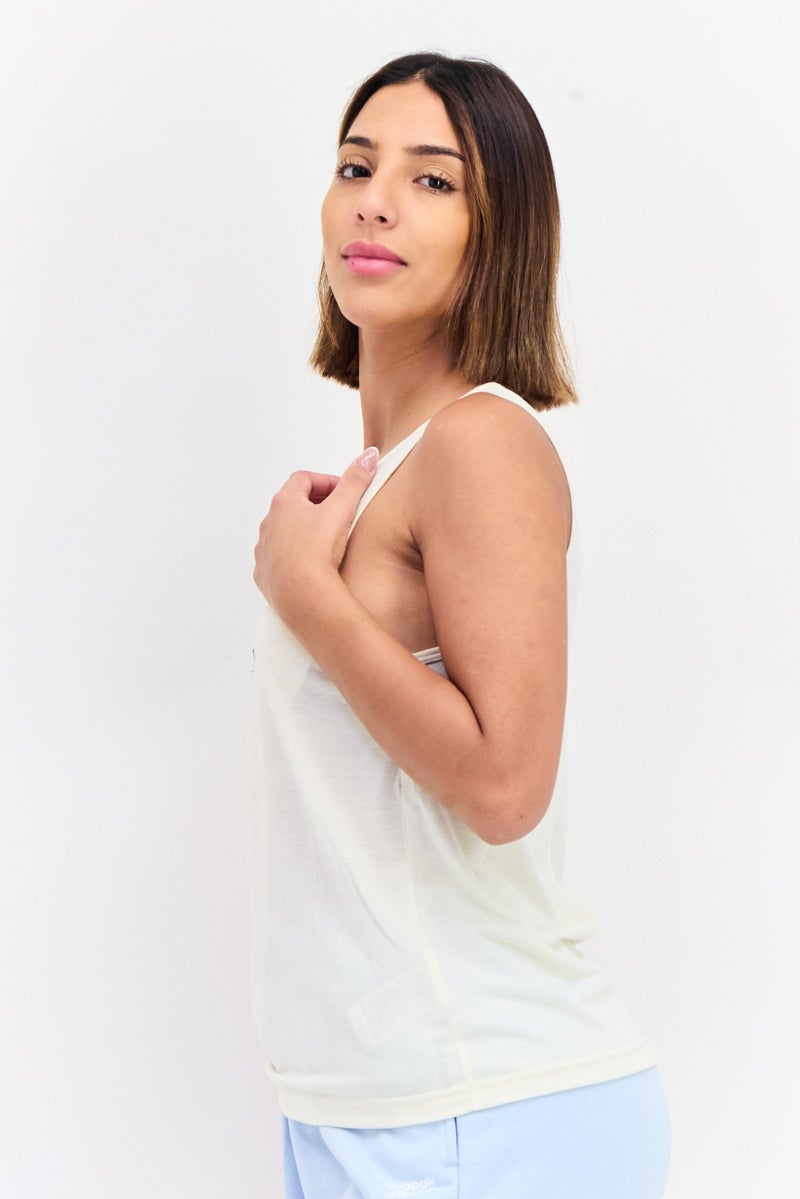 Reebok Women Sportswear Fit Sleeveless Running Tank Top, Beige - Image 4