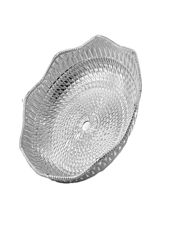 RED WIND Decorative Non Metallic Silver Finish Serving Thalis (24 x 24 x 3 cm)-Pack of 6 |Traditional Seer Plates for Return Gifts, Pooja, Festivals, Weddings & Home Décor BIGSLR-2 - Image 4