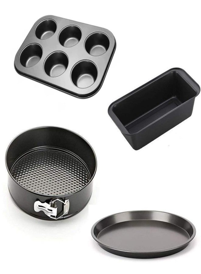 TrendyTrolley Cake Baking Combo Pack of 4 | Non-Stick Carbon Steel Round Cake Tin, Muffin Tray, Pizza Pan & Bread Mould | Microwave & Oven Safe Bakeware for Home Bakers - Image 1
