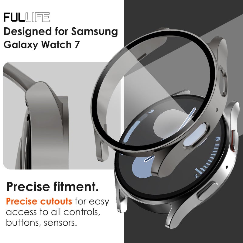FULLIFE 2-Pack Compatible with Samsung Galaxy Watch 7 Screen Protector 40mm/44mm Accessories for Men Women, Durable Case with Tempered Glass HD Full Protective Cover for Galaxy Watch 7 Case - Image 5