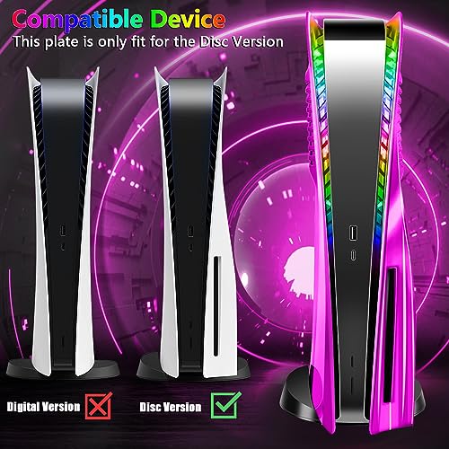 SIKEMAY PS5 Plates Console Accessories with Cooling Vent and RGB LED Light Strip for Playstation 5 Disc Edition, PS5 Cover Face Plates Hard Shockproof Side Shell Skin, 8 Colors 400 Effects - Purple - Image 5