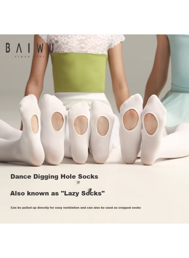 Kashiwawu Dance Garden Paiwu Dance Studio Paiwu Children's Dance Socks Girls Dance Special Digging Socks Girls 116230002-2.0 White L  - Image 1