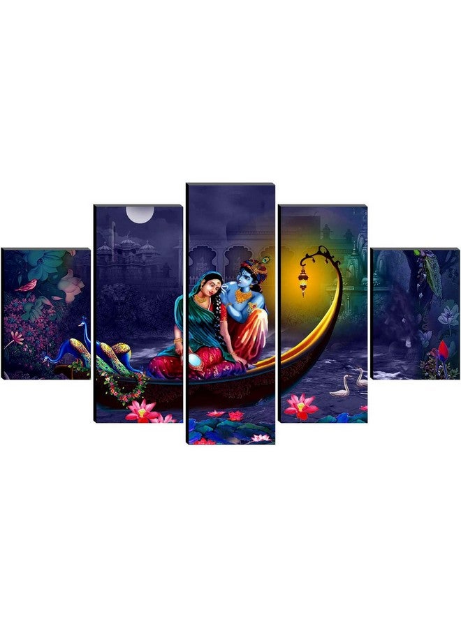SAF paintings Radha krishna painting | painting for living room | large painting | painting for home decoration | painting for wall decoration | Set of 5 (76 x 45 cms) SANFPNLS32214 - Image 1