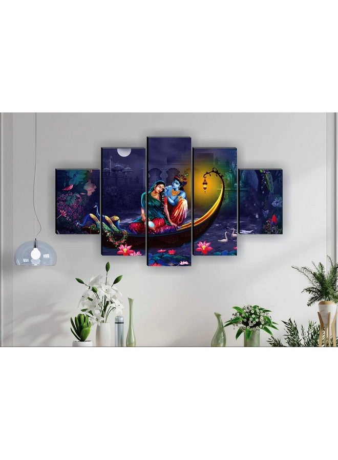 SAF paintings Radha krishna painting | painting for living room | large painting | painting for home decoration | painting for wall decoration | Set of 5 (76 x 45 cms) SANFPNLS32214 - Image 2