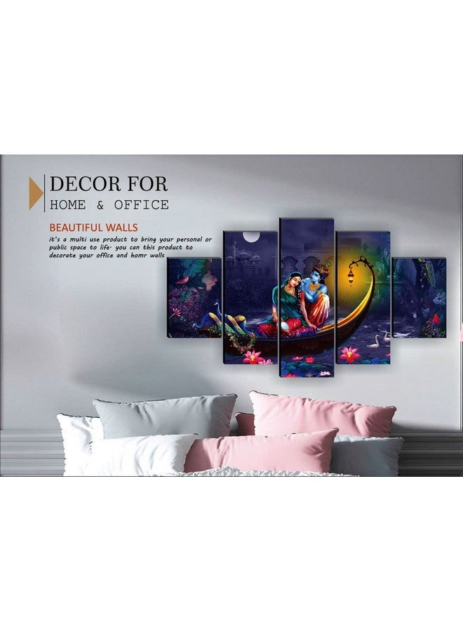 SAF paintings Radha krishna painting | painting for living room | large painting | painting for home decoration | painting for wall decoration | Set of 5 (76 x 45 cms) SANFPNLS32214 - Image 3