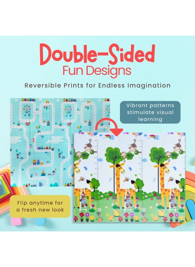 Nexso Baby Play Mat – Waterproof XPE Foam Crawling Mat – Soft, Safe & Foldable Floor Play Mat for Babies & Toddlers – Adorable Giraffe with Dreamy City Design - Image 5