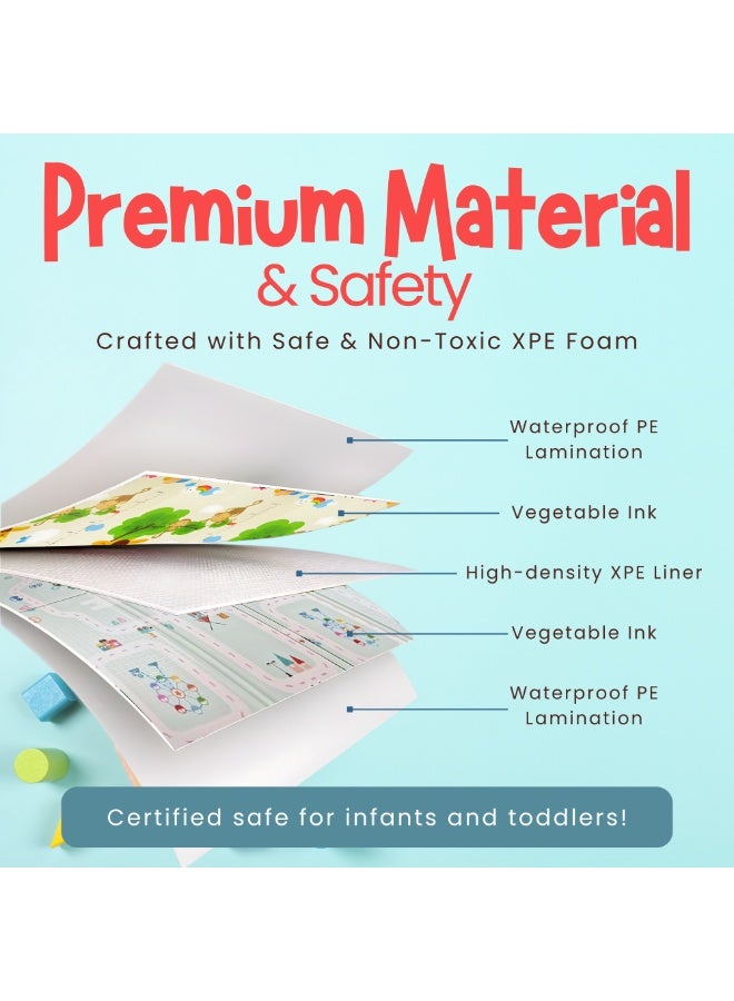 Nexso Baby Play Mat – Waterproof XPE Foam Crawling Mat – Soft, Safe & Foldable Floor Play Mat for Babies & Toddlers – Adorable Giraffe with Dreamy City Design - Image 3