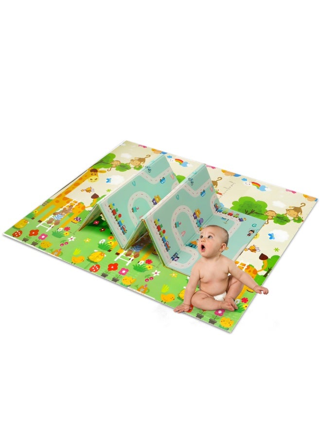 Nexso Baby Play Mat – Waterproof XPE Foam Crawling Mat – Soft, Safe & Foldable Floor Play Mat for Babies & Toddlers – Adorable Giraffe with Dreamy City Design - Image 1