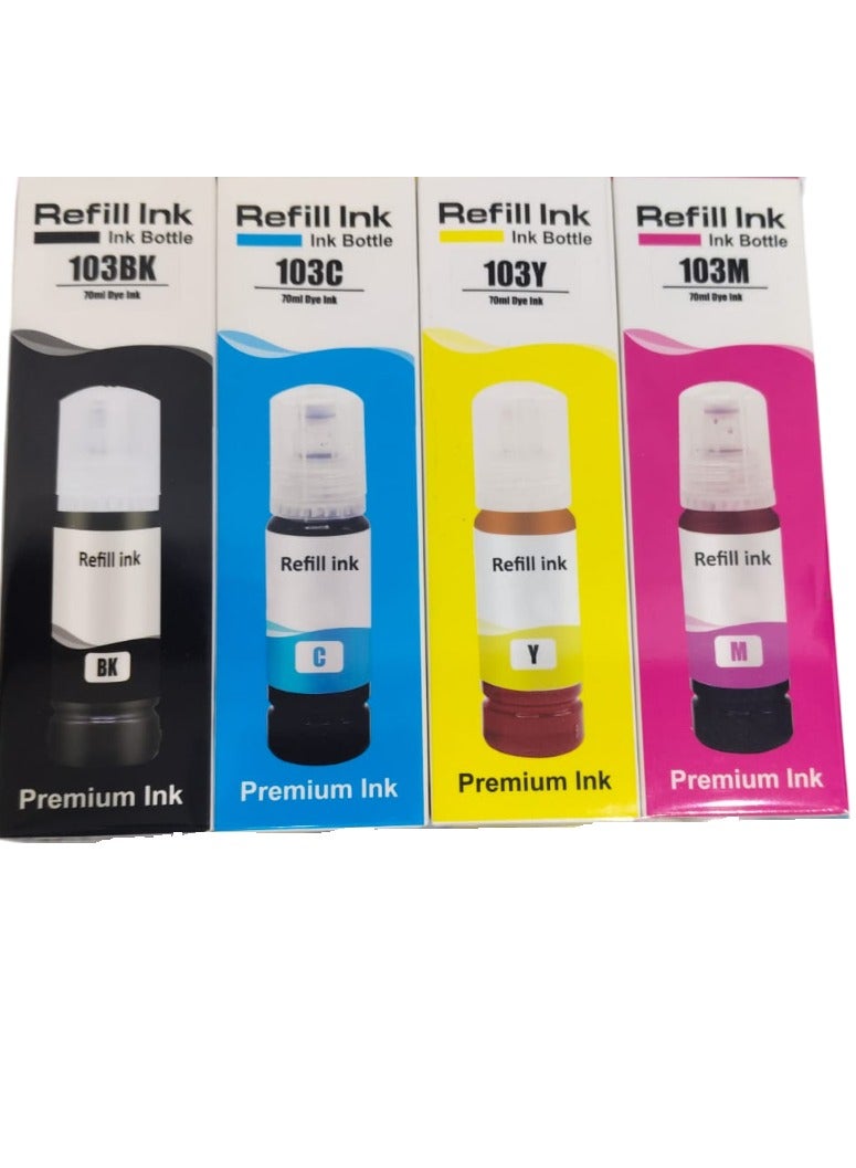 Premium 103 ink set four color For compatible with Epson 103 Black,Cyan,Yellow,Magenta Work with L1100 L1200 L3100 L3110 L3150 L3160 L3200 L3500 L5100 L5200 L5500 Printers. - Image 3