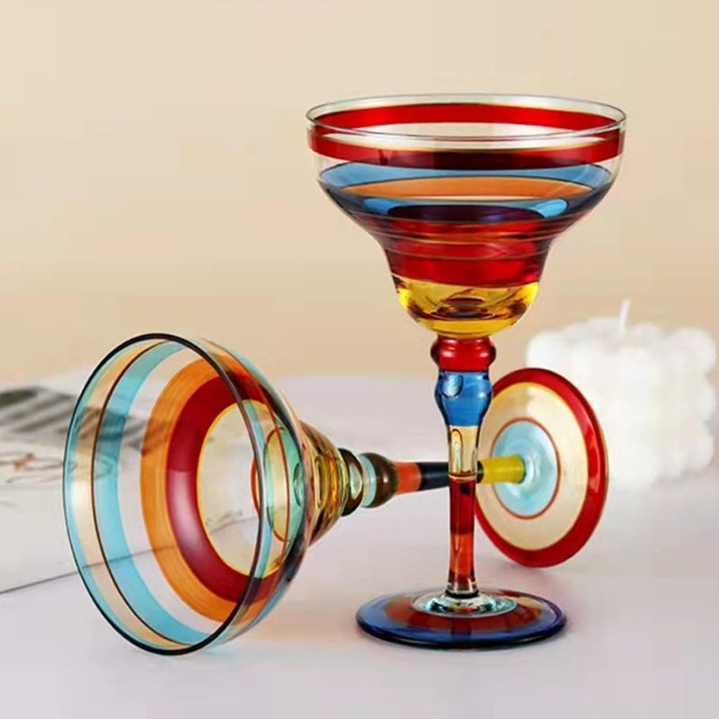 Colorful Margarita Cup Mexicans Hand Painted Cocktail Drinkware Champagne Glass Decoration for Parties and Gift Giving Glass Cups for Parties - Image 4