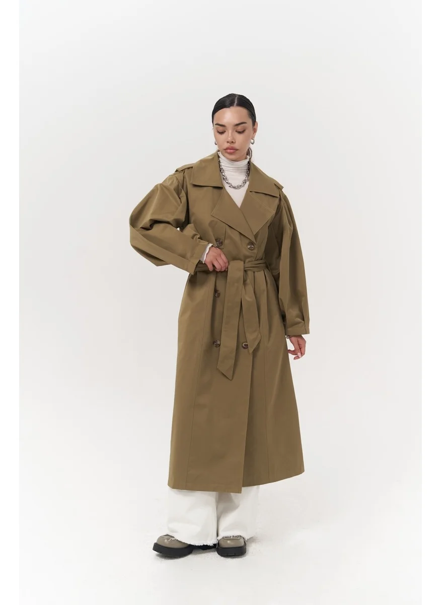 Mai Collection Aubree Khaki Oversize Trench Coat