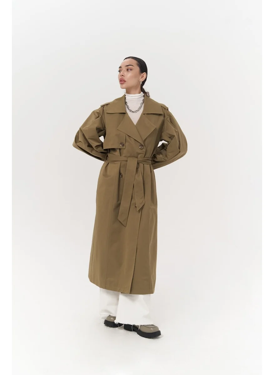 Mai Collection Aubree Khaki Oversize Trench Coat
