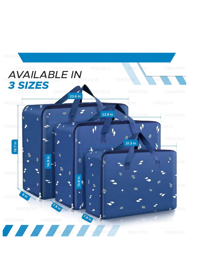 DUNISO Large Storage Bags for Clothes, 3 Pack Foldable Clothes Storage Bins for Closet Organizer Storage Containers with Handle, Blanket and Comforter Storage, Oxford Fabric (36L/45L/70L)  - Image 3