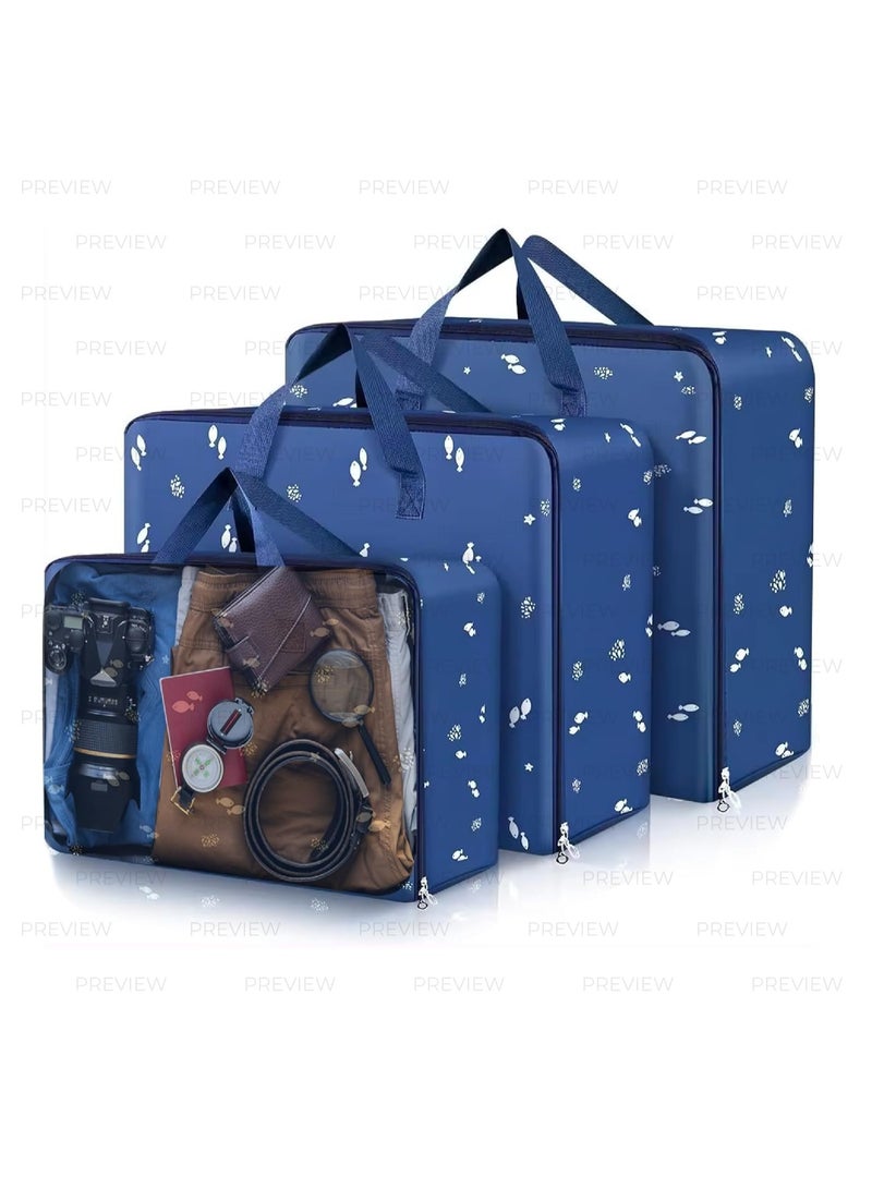 DUNISO 3 Pcs Strong Storage Laundry Bags，Foldable Moving Storage Bags with Zipper and Handles，Reusable Waterproof and Dustproof Heavy Duty Oxford Tote Bags，for Clothes, Bedding, Pants, Socks, Toys，36L/45L/70L - Image 1