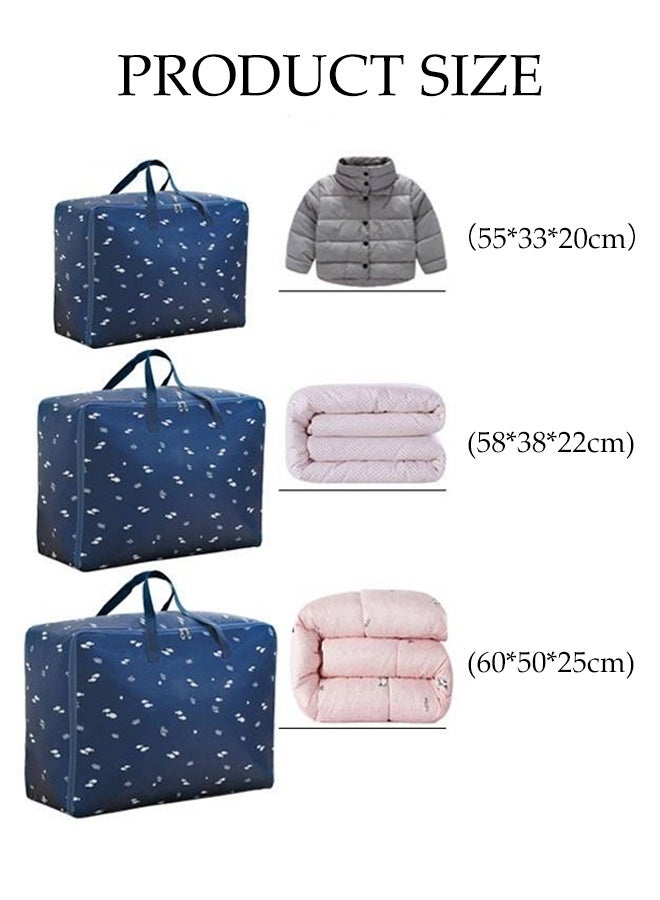 DUNISO 3 Pcs Strong Storage Laundry Bags，Foldable Moving Storage Bags with Zipper and Handles，Reusable Waterproof and Dustproof Heavy Duty Oxford Tote Bags，for Clothes, Bedding, Pants, Socks, Toys，36L/45L/70L - Image 2